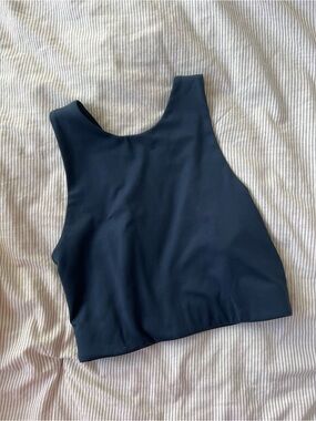 Navy Girlfriend Collective high neck crop top